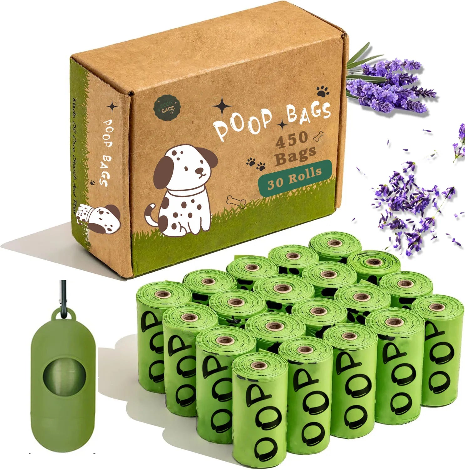 EPI Biodegradable Dog Poop Bags Lavender Scented Pet Poop Bags With Ho