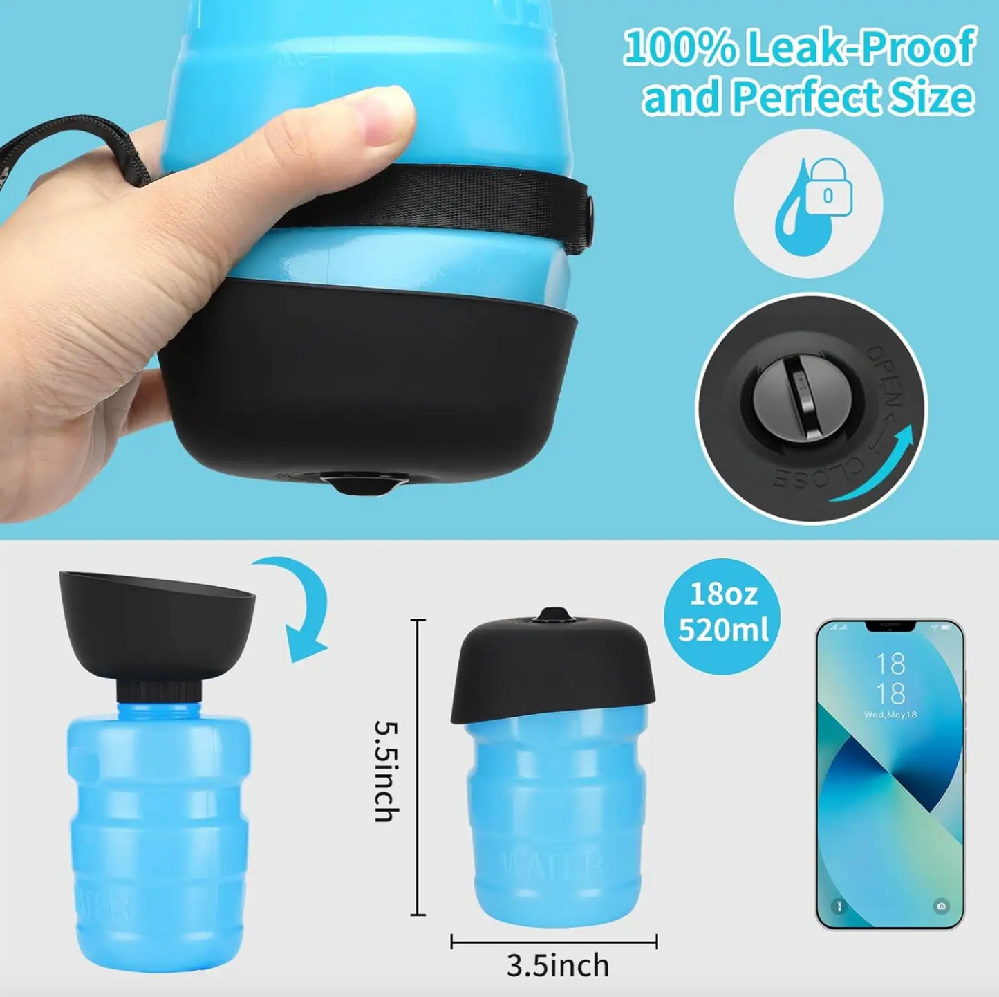 Portable Foldable Dog Water Bottle - Kimbowny Petstore