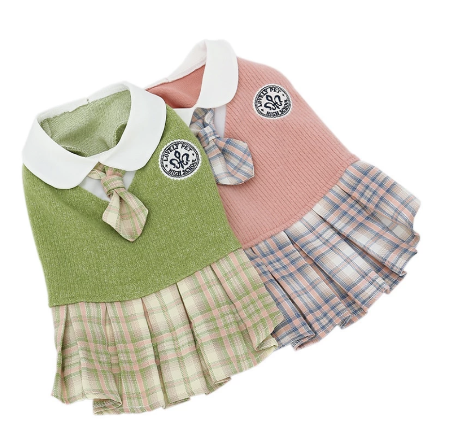 Elegant Pet School Uniform Dress