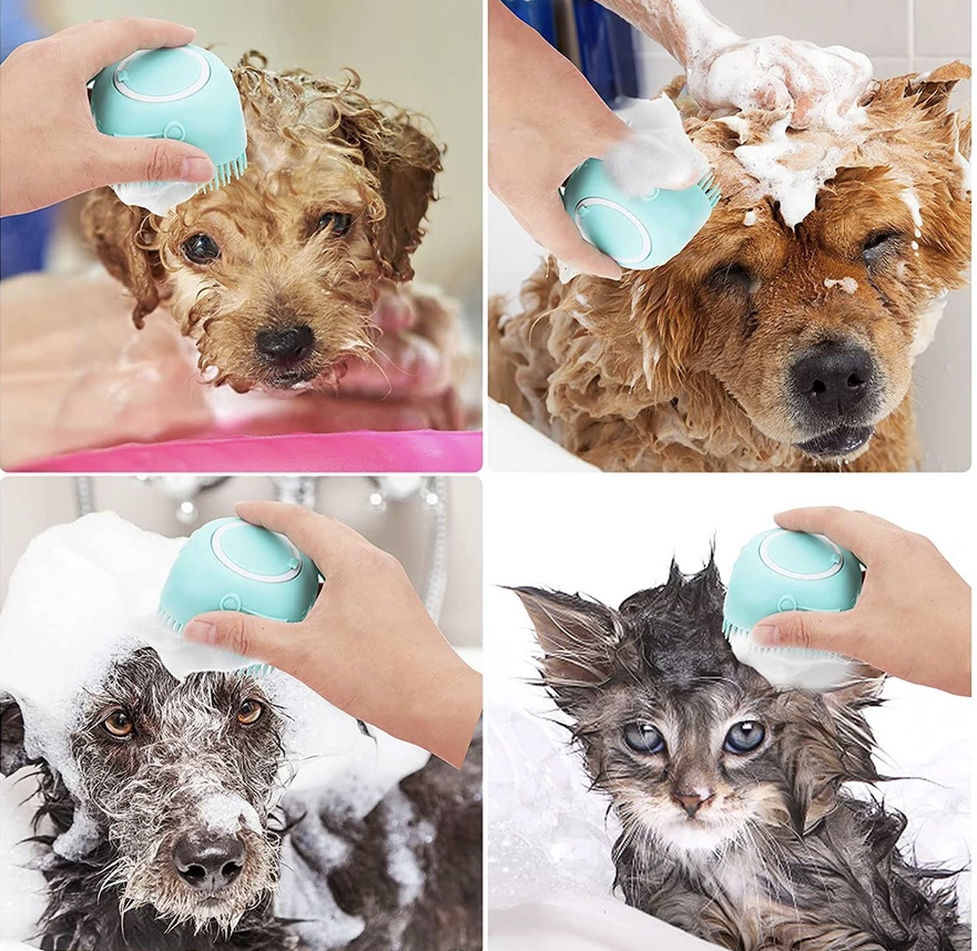 Soft Silicone Pet Bath Grooming Brush - Kimbowny Petstore