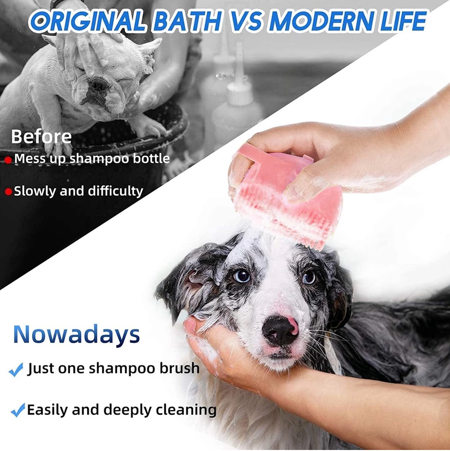 Soft Silicone Pet Bath Grooming Brush - Kimbowny Petstore