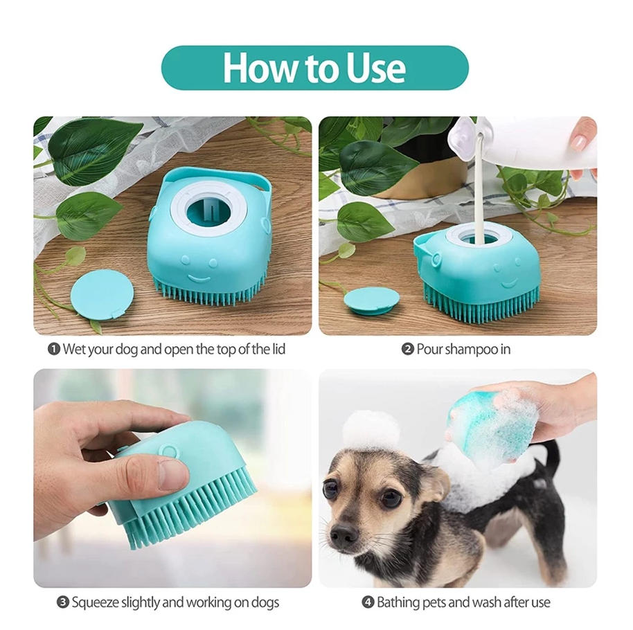 Soft Silicone Pet Bath Grooming Brush - Kimbowny Petstore