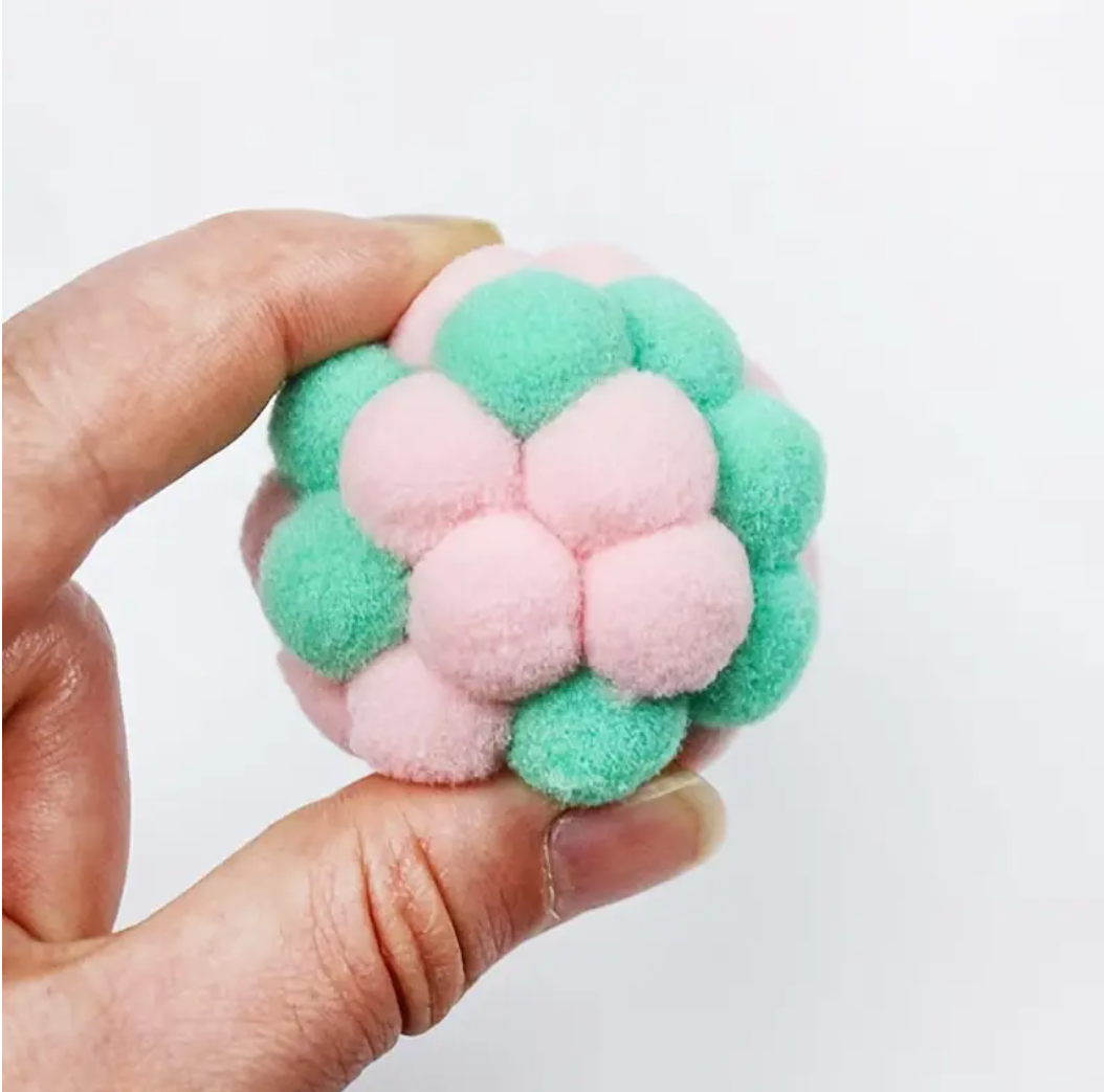 6pcs Rainbow Plush Cat Toy Balls, Teeth Grinding Cat Chew Toys With Built-in Bell, Cat Teaser Toy Pet Supplies