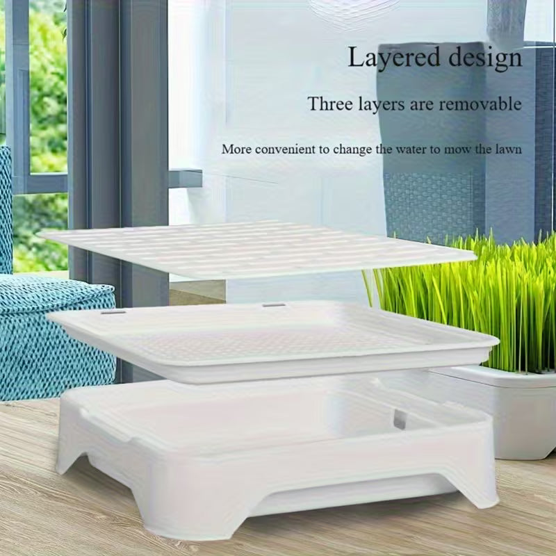 Multifunctional Indoor Cat Grass Planting Box - Soilless Hydroponics System, Anti-Overflow Edge Design, Suitable for Window Sills, Kitchens, Desks - Easy to Clean Pet Safety Materials, Light And Durable, Gifts for Pet Owners And Cat Lovers