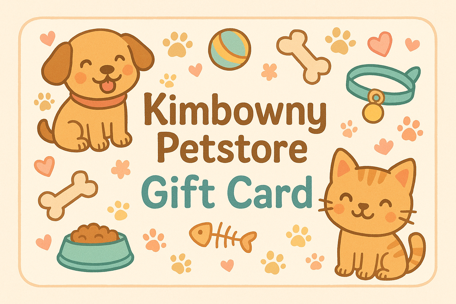 kimbowny gift card do not put code or date expiration make it cute and align withour brand