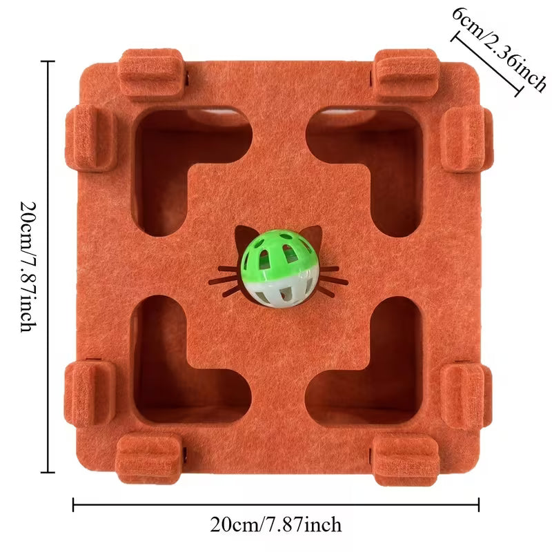 2-in-1 Cat Scratching Board: Cat Scratching Board Toy Box + 1 Random Color Bell Toy Ball