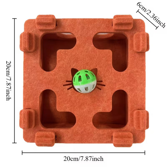 2-in-1 Cat Scratching Board: Cat Scratching Board Toy Box + 1 Random Color Bell Toy Ball - Kimbowny Petstore