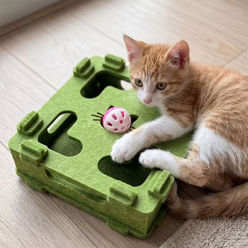2-in-1 Cat Scratching Board: Cat Scratching Board Toy Box + 1 Random Color Bell Toy Ball