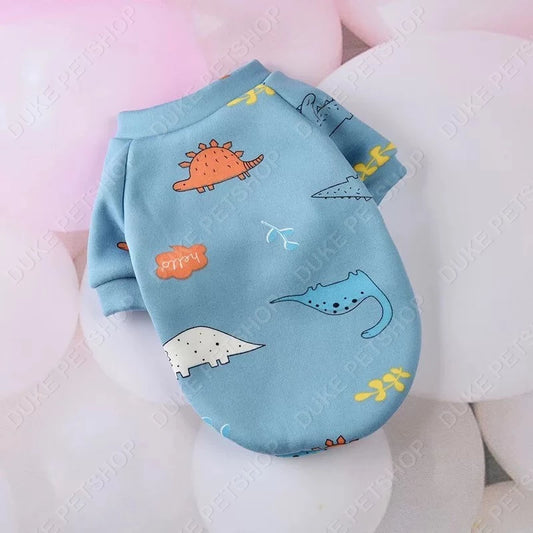 Cartoon Pet Clothes Dog Puppy Clothes Plus Fleece Sweater Dog Shirt Cat Pullover Autumn and Winter - Kimbowny Petstore