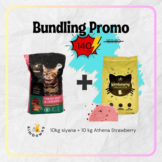 10kg Siyana Fresh Beef &amp; Chicken Cat Food + 10kg Athena Strawberry Tofu Cat Litter