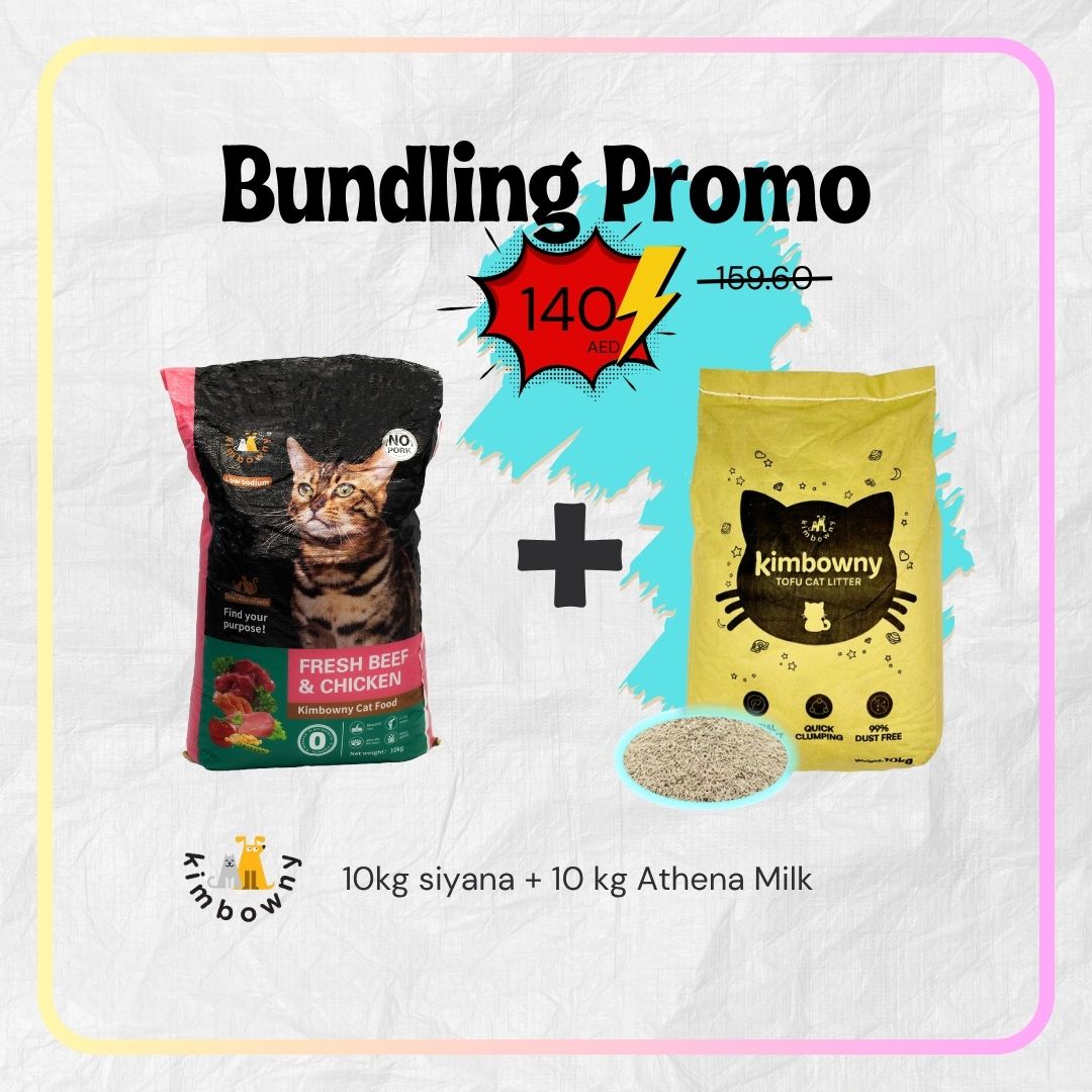 10kg Siyana Fresh Beef Chicken Cat Food + 10kg Athena Milk Tofu Cat Litter