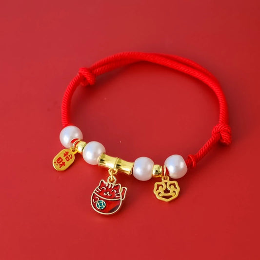 CNY-Pet Chinese New Year Lucky Collar Spring Festival Cat Dog Cute Woven Rope Necklace Lucky Cat Red Accessories - Kimbowny Petstore