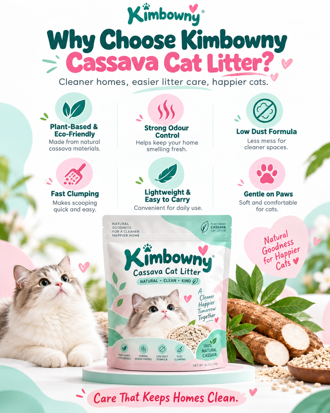 Cassava Cat Litter 3KG– Milk - Kimbowny Petstore