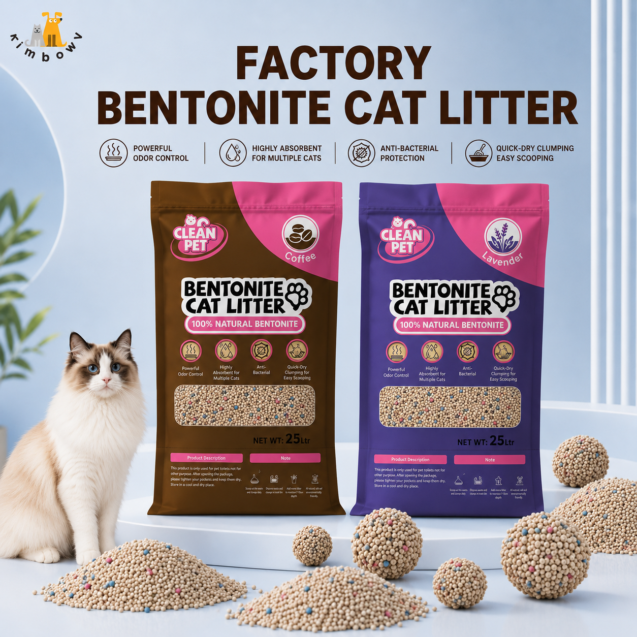 Clean Pet Bentonite Cat Litter 25L / 20kg – Strong Clumping & Odor Control | Pre-Order