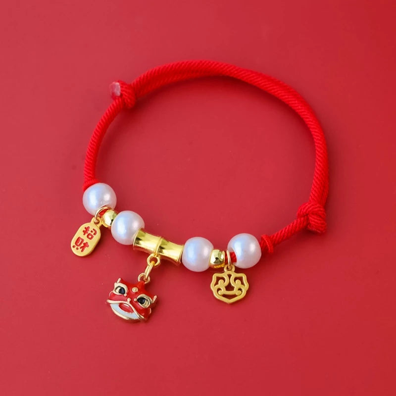 CNY-Pet Chinese New Year Lucky Collar Spring Festival Cat Dog Cute Woven Rope Necklace Lucky Cat Red Accessories - Kimbowny Petstore