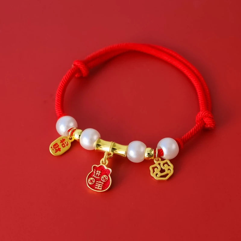 CNY-Pet Chinese New Year Lucky Collar Spring Festival Cat Dog Cute Woven Rope Necklace Lucky Cat Red Accessories - Kimbowny Petstore