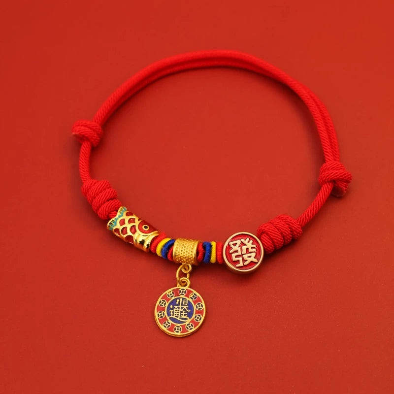 CNY-Pet Chinese New Year Lucky Collar Spring Festival Cat Dog Cute Woven Rope Necklace Lucky Cat Red Accessories - Kimbowny Petstore