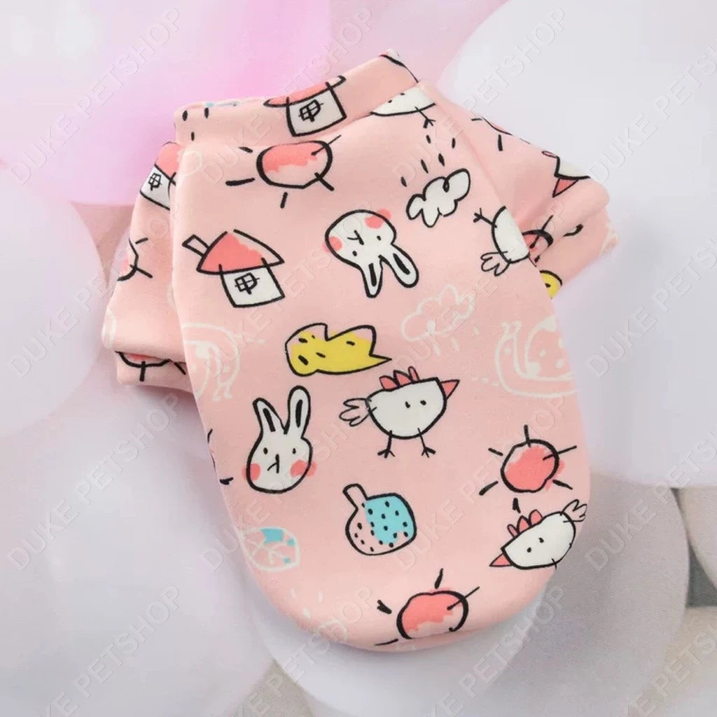 Cartoon Pet Clothes Dog Puppy Clothes Plus Fleece Sweater Dog Shirt Cat Pullover Autumn and Winter