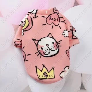 Cartoon Pet Clothes Dog Puppy Clothes Plus Fleece Sweater Dog Shirt Cat Pullover Autumn and Winter