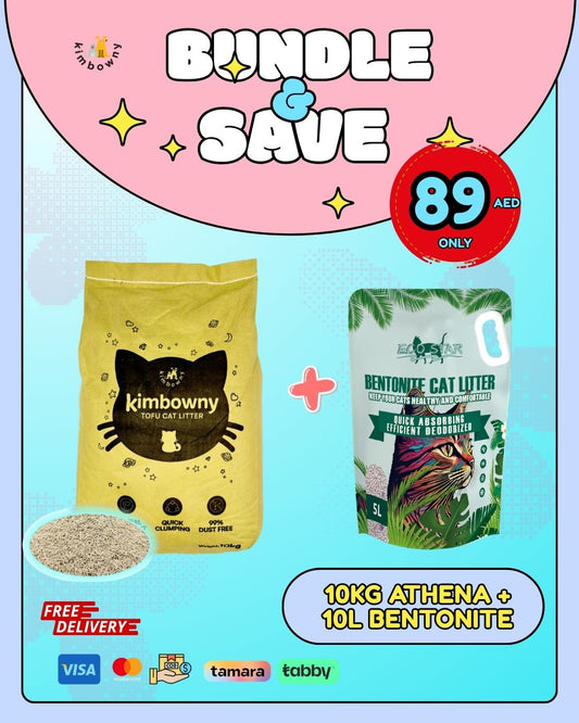 Bundle of 10KG Athena Tofu Cat Litter + 10L EcoStar Bentonite