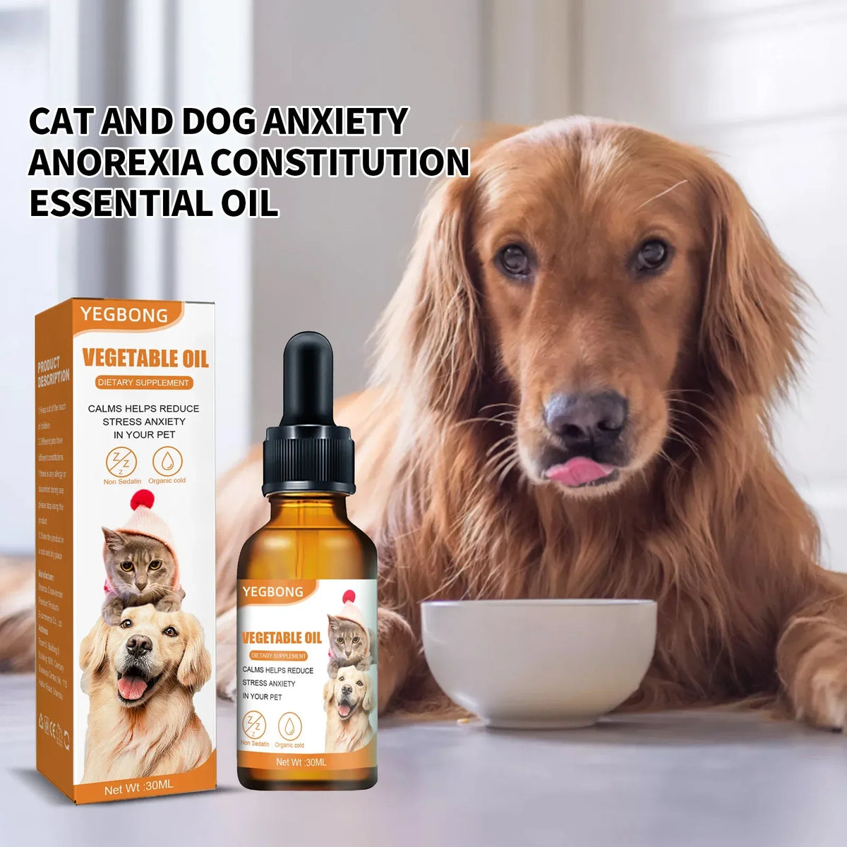 Natural Organic Calming Drops Pet Anxiety Relief Blend Essential Oil F ...