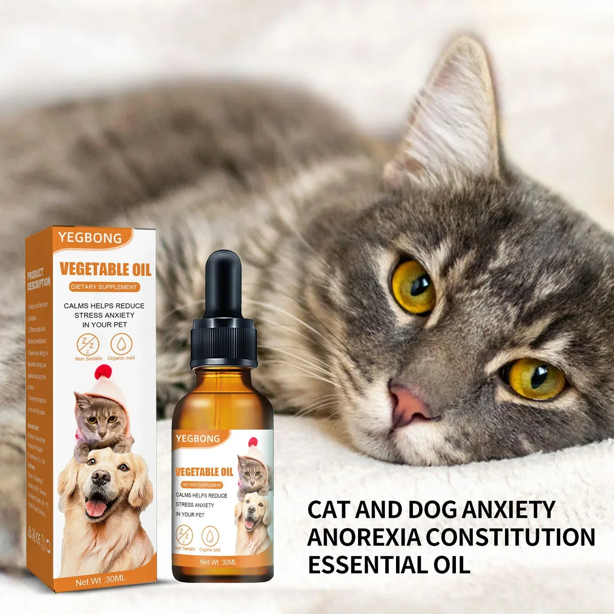 Natural Organic Calming Drops Pet Anxiety Relief Blend Essential Oil F ...