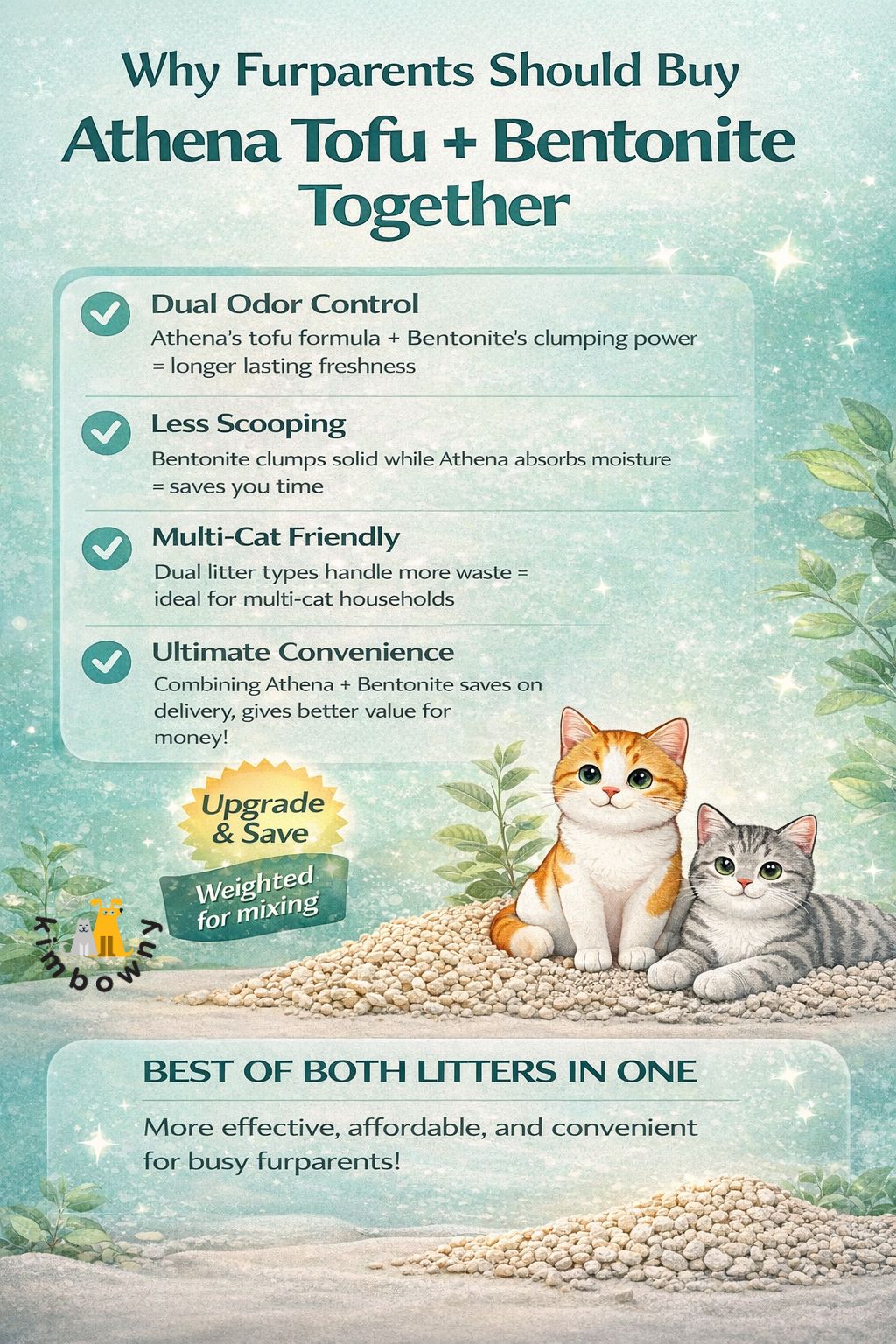 Bundle of 10KG Athena Tofu Cat Litter + 10L EcoStar Bentonite