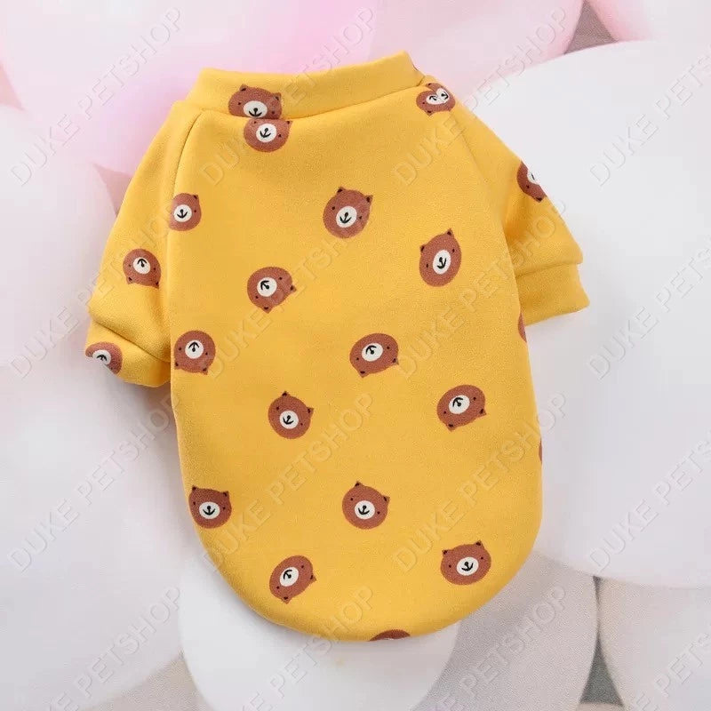 Cartoon Pet Clothes Dog Puppy Clothes Plus Fleece Sweater Dog Shirt Cat Pullover Autumn and Winter