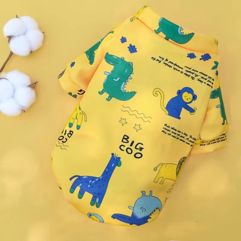 Cartoon Pet Clothes Dog Puppy Clothes Plus Fleece Sweater Dog Shirt Cat Pullover Autumn and Winter