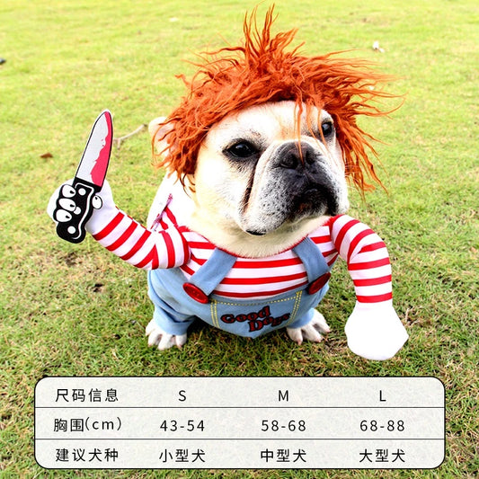 CHUCKY HALLOWEEN COSTUME MEDIUM - Kimbowny Petstore