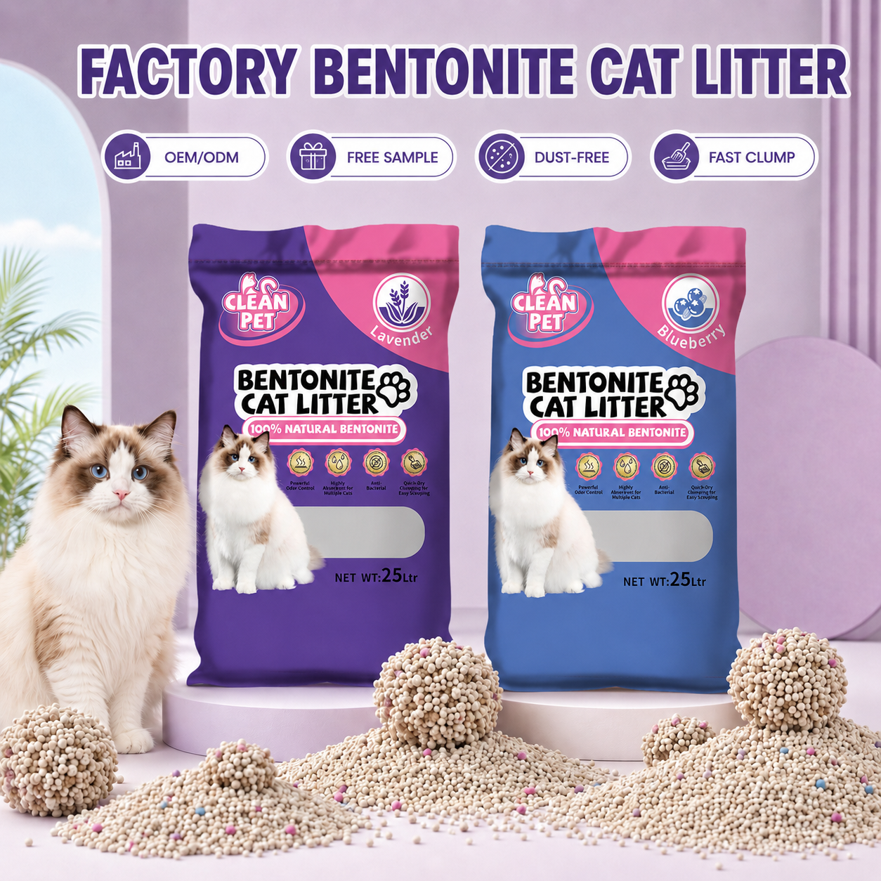 Clean Pet Bentonite Cat Litter 25L / 20kg – Strong Clumping & Odor Control | Pre-Order