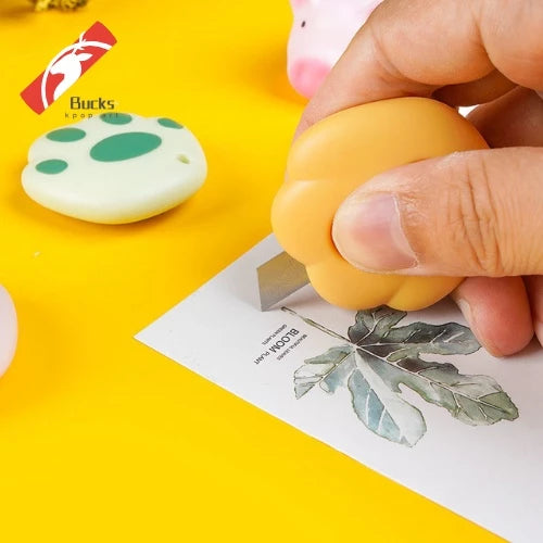 1 PC Cute Cartoon Cat Claw Retractable Paper Cutter Utility Knives Stationery for School Office Home