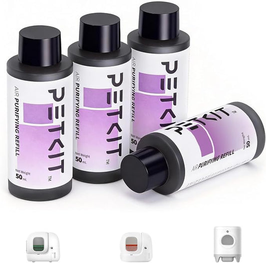 PETKIT Air Purifying Refills for PuraX PuraMax Self-Cleaning Cat Litter Box, 100% Natural Ingredients Odor Remover, 4 Bottles Odor Eliminating Replacement Refills, Quickly Odor Control - Kimbowny Petstore