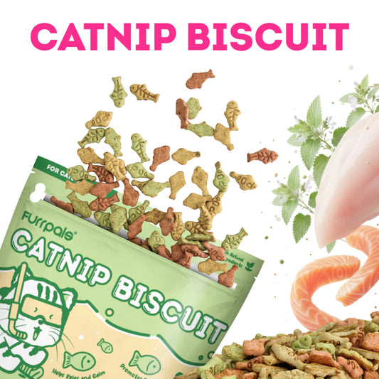 Furrpals Catnip Biscuits for Hair Ball Control 160g Natural Cat Treats for All Life Stages - Catnip Flavor & Bundle - Kimbowny Petstore