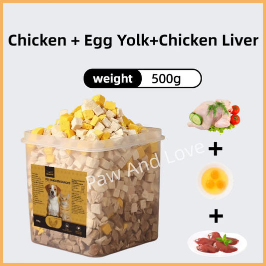 Pet treats Freeze Dried Meat Pure Chicken Cats food Snacks Treats Family bucket 500g - Kimbowny Petstore