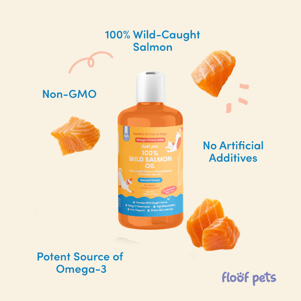 Floof Pets 100% Wild Salmon Oil 200ml for Dogs & Cats | Rich in Omega-3, EPA Fatty Acids & DHA - Kimbowny Petstore