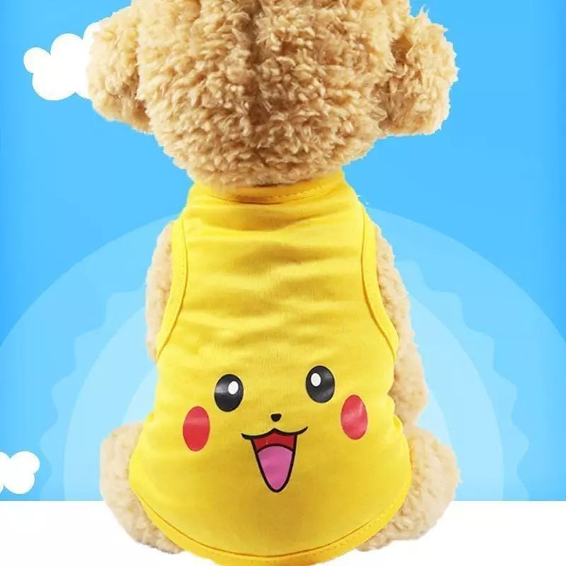 Pet Vest Cartoon Puppy Dog Clothes Small Dog Pet T-shirt Thin Breathable for Spring and Summer