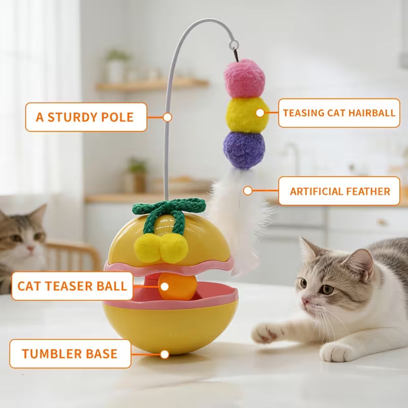 Pet Toys, Cat Toys, a Self-Entertaining Device for Cats, And a Wobbling Toy to Amuse Them, Without Battery Artificial Feather Design